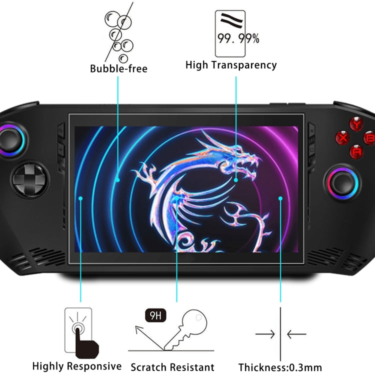 For MSI Claw 7 inch Game Console 2pcs 9H 0.3mm Explosion-proof Tempered Glass Film - Accessories by buy2fix | Online Shopping UK | buy2fix