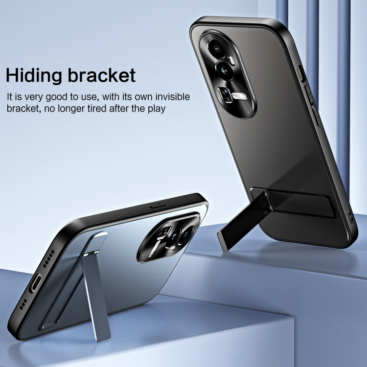 For OPPO Reno10 / Reno10 Pro Global R-JUST RJ-61 Electroplating Frosted TPU + PC Phone Case with Holder(Grey) - OPPO Cases by R-JUST | Online Shopping UK | buy2fix