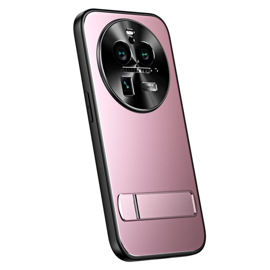 For OPPO Find X6 R-JUST RJ-61 Electroplating Frosted TPU + PC Phone Case with Holder(Pink) - OPPO Cases by R-JUST | Online Shopping UK | buy2fix