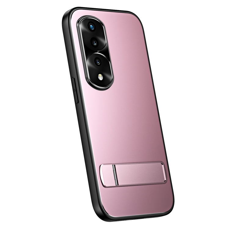 For Honor 70 R-JUST RJ-61 Electroplating Frosted TPU + PC Phone Case with Holder(Pink) - Honor Cases by R-JUST | Online Shopping UK | buy2fix