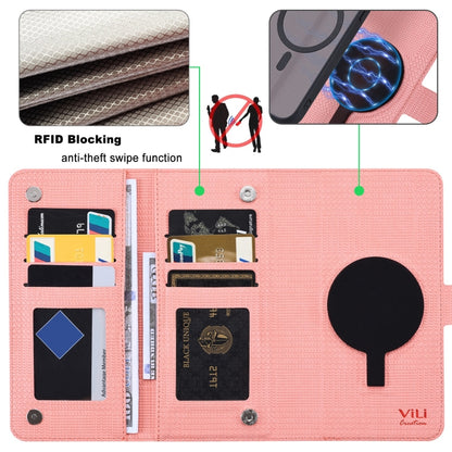 For iPhone 14 Pro Max ViLi GHA Series Shockproof MagSafe RFID Leather Attraction Horizontal Flip Phone Case(Pink) - iPhone 14 Pro Max Cases by ViLi | Online Shopping UK | buy2fix