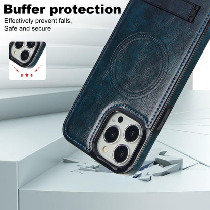 For iPhone 15 Pro Max Retro Leather Invisible Stand MagSafe Phone Case(Blue) - iPhone 15 Pro Max Cases by buy2fix | Online Shopping UK | buy2fix