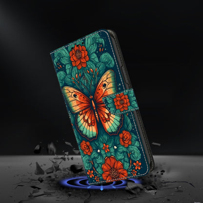 For Samsung Galaxy S22 5G Crystal Painted Leather Phone case(Flower Butterfly) - Galaxy S22 5G Cases by buy2fix | Online Shopping UK | buy2fix