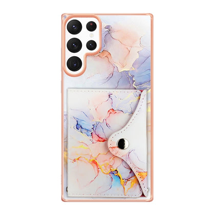 For Samsung Galaxy S22 Ultra 5G Marble Pattern IMD Card Slot Phone Case(Galaxy Marble White) - Galaxy S22 Ultra 5G Cases by buy2fix | Online Shopping UK | buy2fix