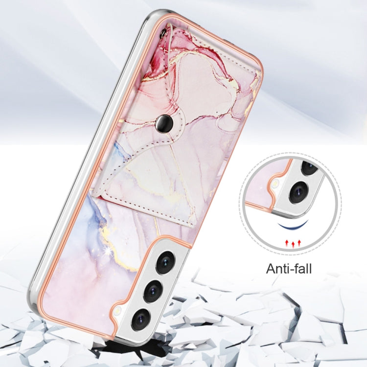 For Samsung Galaxy S23 5G Marble Pattern IMD Card Slot Phone Case(Rose Gold) - Galaxy S23 5G Cases by buy2fix | Online Shopping UK | buy2fix