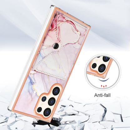 For Samsung Galaxy S23 Ultra 5G Marble Pattern IMD Card Slot Phone Case(Rose Gold) - Galaxy S23 Ultra 5G Cases by buy2fix | Online Shopping UK | buy2fix