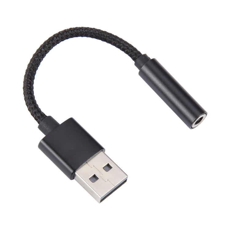 USB Male to 3.5mm Female Weave Texture Audio Adapter(Black) - Audio Adapter by buy2fix | Online Shopping UK | buy2fix