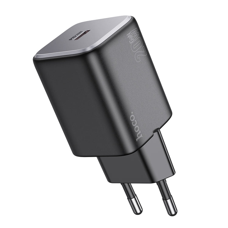 hoco N40 Mighty PD20W Single Type-C Port Charger, EU Plug(Black) - USB Charger by hoco | Online Shopping UK | buy2fix