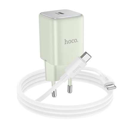 hoco N43 Vista PD30W Single Port Type-C Charger with Type-C to Type-C Cable, EU Plug(Green) - USB Charger by hoco | Online Shopping UK | buy2fix