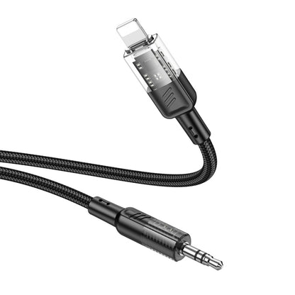 hoco UPA27 Crystal Clear 8 Pin to 3.5mm Audio Adapter Cable(Black) - Video & Audio Cable by hoco | Online Shopping UK | buy2fix