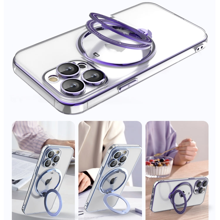 For iPhone SE 2022 / 2020 / 8 / 7 Electroplating MagSafe 360 Degree Rotation Holder Shockproof Phone Case(Black) - iPhone SE 2022 / 2020 / 8 / 7 Cases by buy2fix | Online Shopping UK | buy2fix