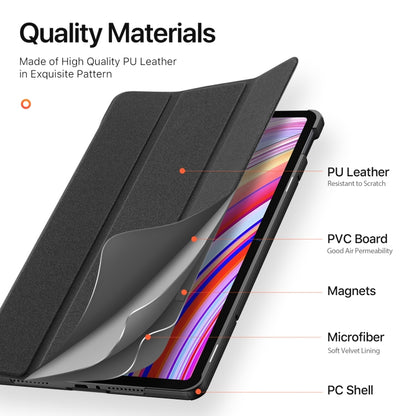 For Xiaomi Redmi Pad Pro 12.1 DUX DUCIS Domo Series Cloth Texture Magnetic Leather Tablet Case(Black) - More Tablet Cases by DUX DUCIS | Online Shopping UK | buy2fix