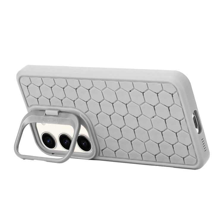 For Samsung Galaxy S23 FE 5G Honeycomb Radiating Lens Holder TPU Phone Case(Grey) - Galaxy S23 FE 5G Cases by buy2fix | Online Shopping UK | buy2fix