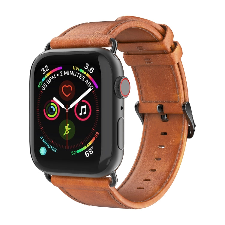 For Apple Watch Ultra 2 49mm DUX DUCIS Business Genuine Leather Watch Strap(Khaki) - Watch Bands by DUX DUCIS | Online Shopping UK | buy2fix