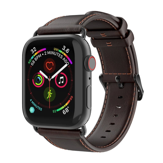 For Apple Watch Series 7 41mm DUX DUCIS Business Genuine Leather Watch Strap(Coffee) - Watch Bands by DUX DUCIS | Online Shopping UK | buy2fix