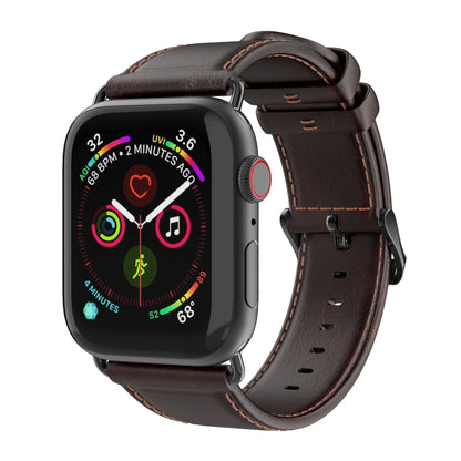 For Apple Watch Series 4 40mm DUX DUCIS Business Genuine Leather Watch Strap(Coffee) - Watch Bands by DUX DUCIS | Online Shopping UK | buy2fix