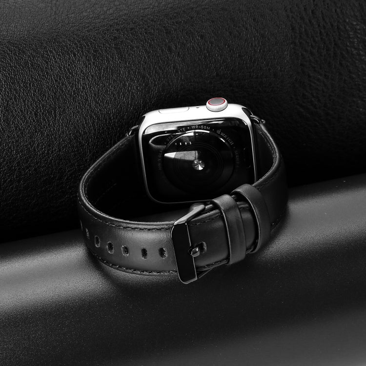 For Apple Watch Series 2 42mm DUX DUCIS Business Genuine Leather Watch Strap(Black) - Watch Bands by DUX DUCIS | Online Shopping UK | buy2fix