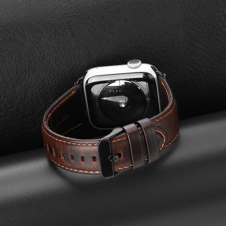 For Apple Watch 42mm DUX DUCIS Business Genuine Leather Watch Strap(Coffee) - Watch Bands by DUX DUCIS | Online Shopping UK | buy2fix