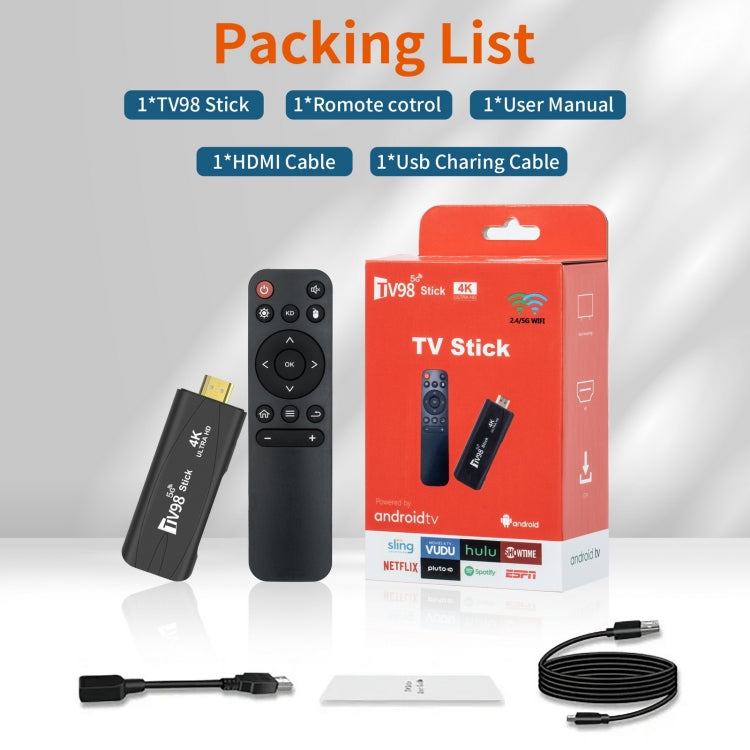 TV98 Rockchip 3228A Quad Core 4K HD Bluetooth Android TV Stick, RAM:4GB+32GB(UK Plug) - Android TV Sticks by buy2fix | Online Shopping UK | buy2fix