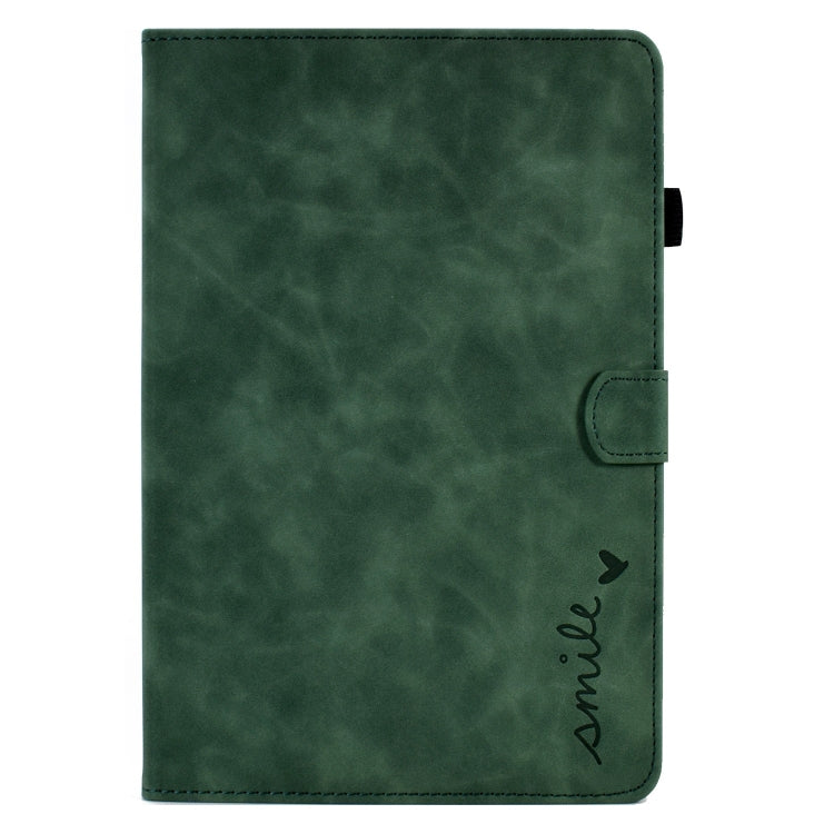 For Lenovo Tab M11 / Xiaoxin Pad 11 2024 Smile Embossed Smart Leather Tablet Case(Green) - Lenovo by buy2fix | Online Shopping UK | buy2fix