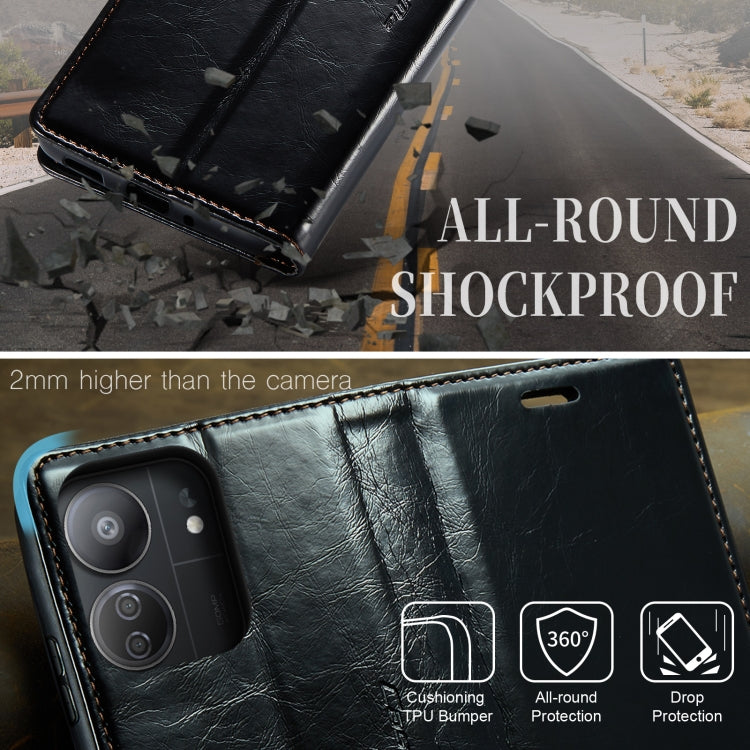 For Xiaomi Redmi 13C CaseMe 003 Crazy Horse Texture Flip Leather Phone Case(Black) - 13C Cases by CaseMe | Online Shopping UK | buy2fix