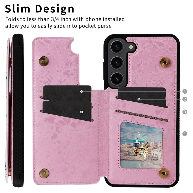 For Samsung Galaxy S23+ 5G Printed Double Buckle RFID Anti-theft Phone Case(Blossoming Flowers) - Galaxy S23+ 5G Cases by buy2fix | Online Shopping UK | buy2fix