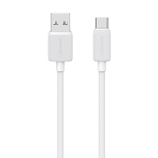 USAMS US-SJ688 USB to USB-C / Type-C 3A Striped Fast Charge Data Cable, Length:1m(White) - USB-C & Type-C Cable by USAMS | Online Shopping UK | buy2fix