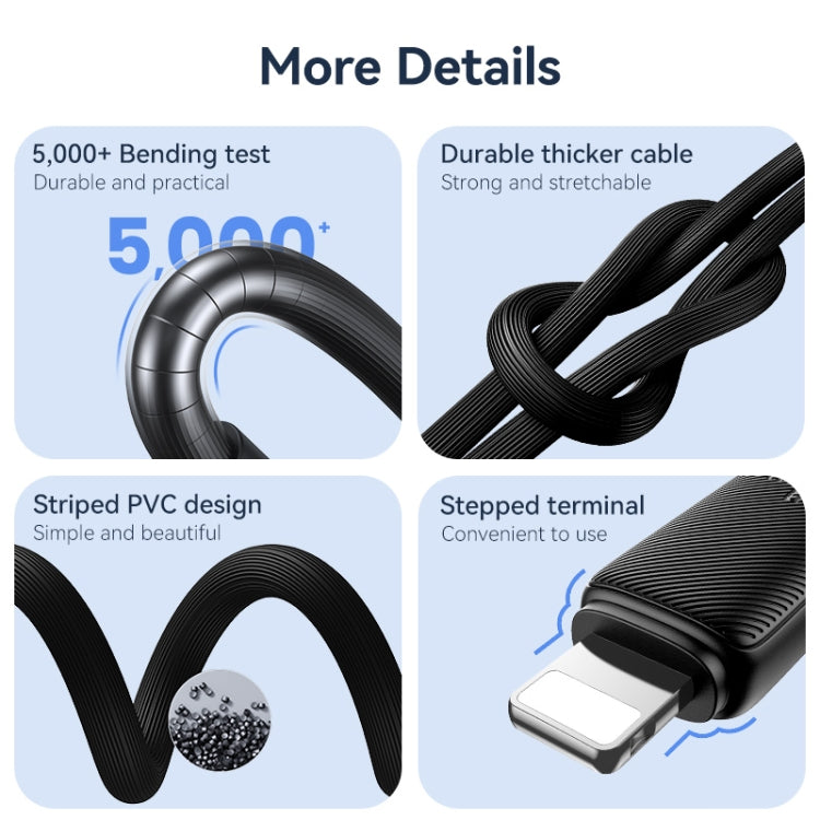 USAMS US-SJ697 USB-C / Type-C to 8 Pin 30W Striped Fast Charge Data Cable, Length:2m(Pink) - 2 in 1 Cable by USAMS | Online Shopping UK | buy2fix