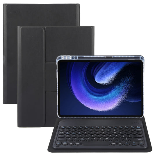 For Xiaomi Pad 6 Round Button Bluetooth Keyboard Rotatable Holder Leather Case(Black) - Others Keyboard by buy2fix | Online Shopping UK | buy2fix