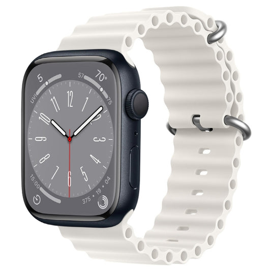 For Apple Watch Series 8 45mm ZGA Ocean Silicone Watch Band(White) - Watch Bands by ZGA | Online Shopping UK | buy2fix