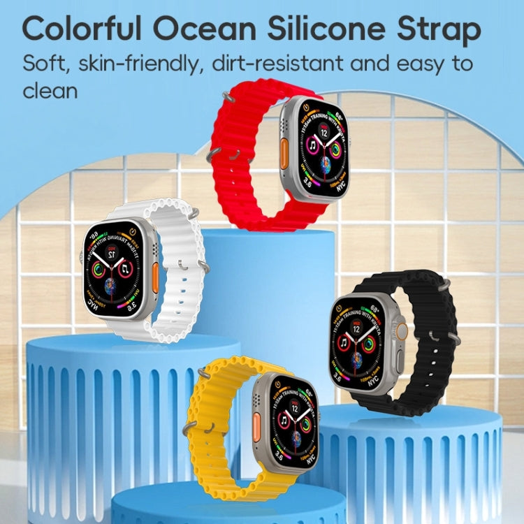 For Apple Watch Series 7 45mm ZGA Ocean Silicone Watch Band(Yellow) - Watch Bands by ZGA | Online Shopping UK | buy2fix