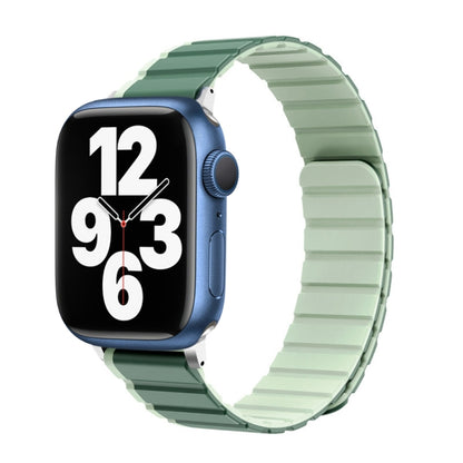 For Apple Watch Series 7 45mm ZGA Two Color Magnetic Silicone Watch Band(Dark Green+Light Green) - Watch Bands by ZGA | Online Shopping UK | buy2fix