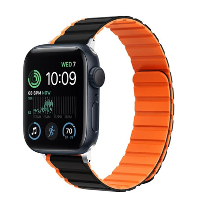 For Apple Watch SE 44mm ZGA Two Color Magnetic Silicone Watch Band(Black+Orange) - Watch Bands by ZGA | Online Shopping UK | buy2fix