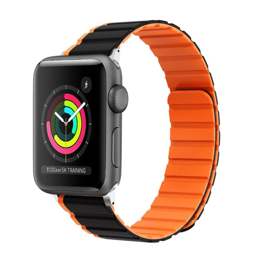 For Apple Watch Series 3 42mm ZGA Two Color Magnetic Silicone Watch Band(Black+Orange) - Watch Bands by ZGA | Online Shopping UK | buy2fix