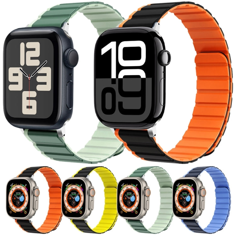 For Apple Watch 42mm ZGA Two Color Magnetic Silicone Watch Band(Grey+Yellow) - Watch Bands by ZGA | Online Shopping UK | buy2fix