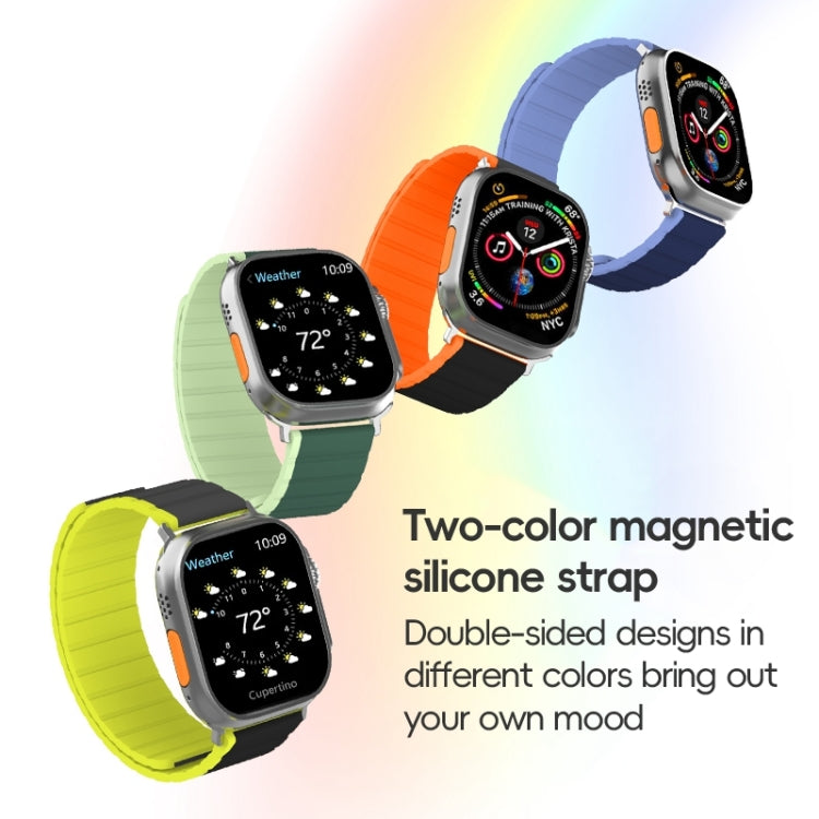 For Apple Watch Series 7 45mm ZGA Two Color Magnetic Silicone Watch Band(Dark Green+Light Green) - Watch Bands by ZGA | Online Shopping UK | buy2fix