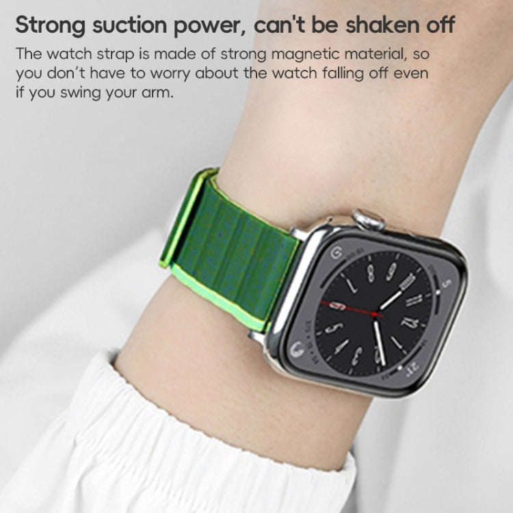 For Apple Watch Series 10 42mm ZGA Two Color Magnetic Silicone Watch Band(Dark Green+Light Green) - Watch Bands by ZGA | Online Shopping UK | buy2fix