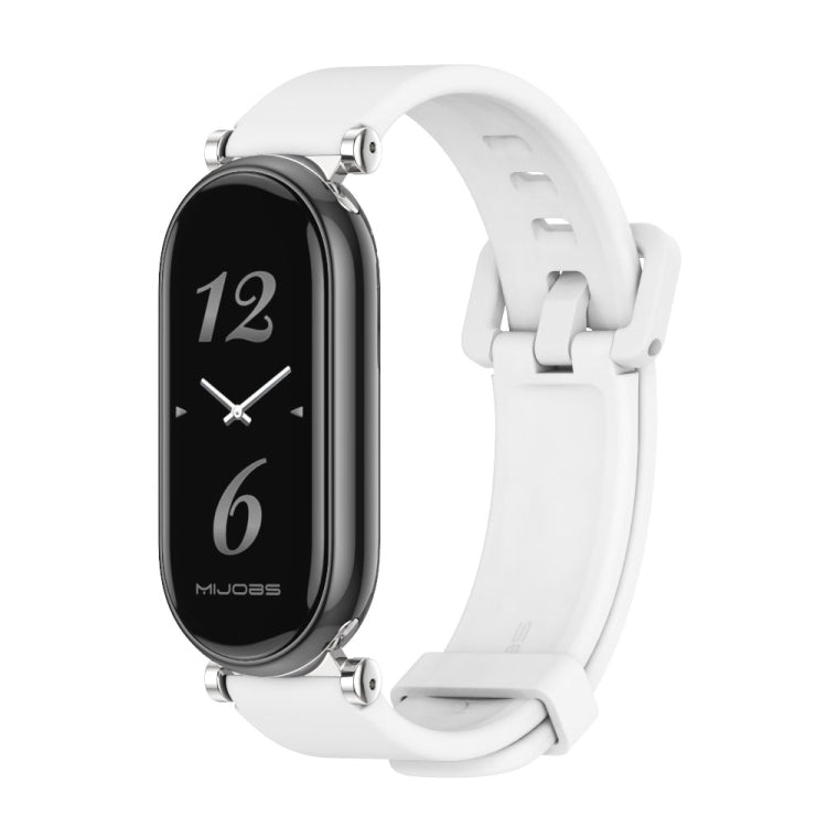 For Xiaomi Mi Band 8 / 9 / 9 NFC Mijobs GT4 Silicone Breathable Watch Band(White Silver) - Watch Bands by MIJOBS | Online Shopping UK | buy2fix