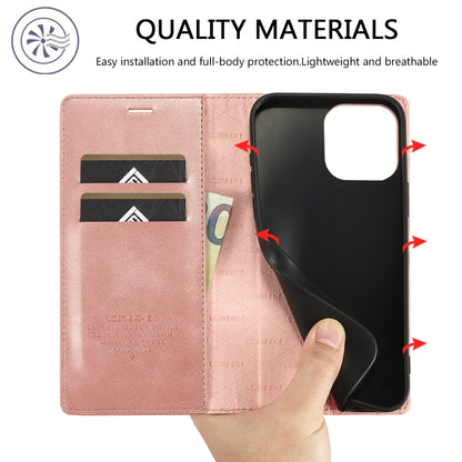 For iPhone 16 Pro LC.IMEEKE Strong Magnetism Microfiber Leather Phone Case(Rose Gold) - iPhone 16 Pro Cases by LC.IMEEKE | Online Shopping UK | buy2fix