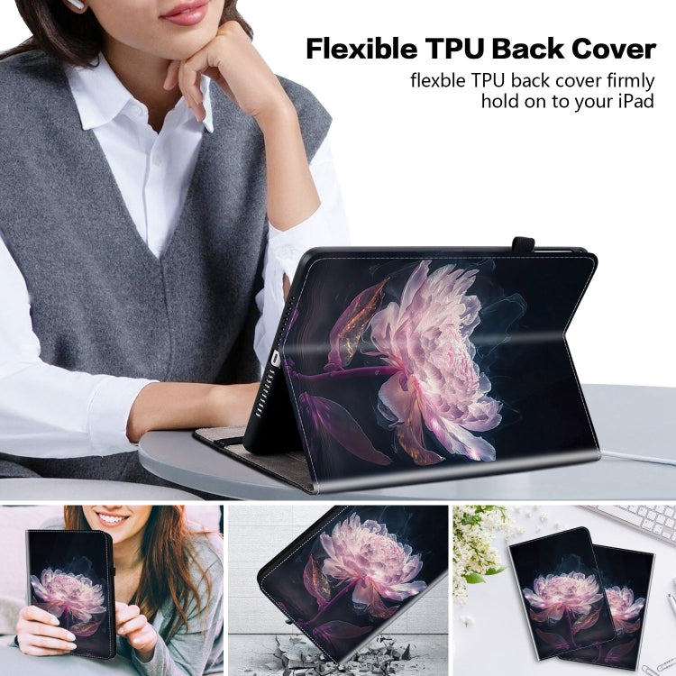 For Samsung Galaxy Tab S9+ / S9 FE+ Crystal Texture Painted Leather Tablet Case(Purple Peony) - Galaxy Tab S9+ Cases by buy2fix | Online Shopping UK | buy2fix