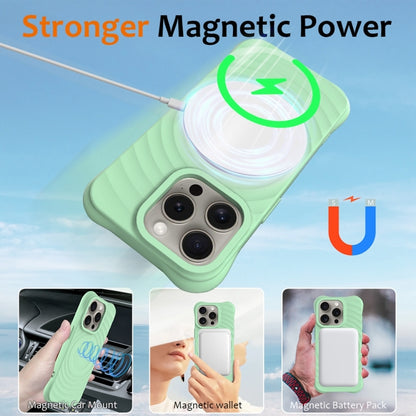 For iPhone 14 Pro Max Wave Texture MagSafe Magnetic Liquid Silicone Phone Case(Green) - iPhone 14 Pro Max Cases by buy2fix | Online Shopping UK | buy2fix