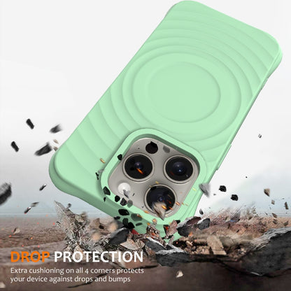 For iPhone 16 Pro Max Wave Texture MagSafe Magnetic Liquid Silicone Phone Case(Green) - iPhone 16 Pro Max Cases by buy2fix | Online Shopping UK | buy2fix