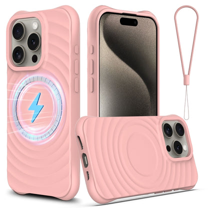 For iPhone 16 Pro Wave Texture MagSafe Magnetic Liquid Silicone Phone Case(Pink) - iPhone 16 Pro Cases by buy2fix | Online Shopping UK | buy2fix