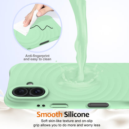 For iPhone 16 Wave Texture MagSafe Magnetic Liquid Silicone Phone Case(Green) - iPhone 16 Cases by buy2fix | Online Shopping UK | buy2fix