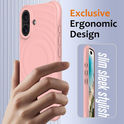 For iPhone 16 Wave Texture MagSafe Magnetic Liquid Silicone Phone Case(Pink) - iPhone 16 Cases by buy2fix | Online Shopping UK | buy2fix