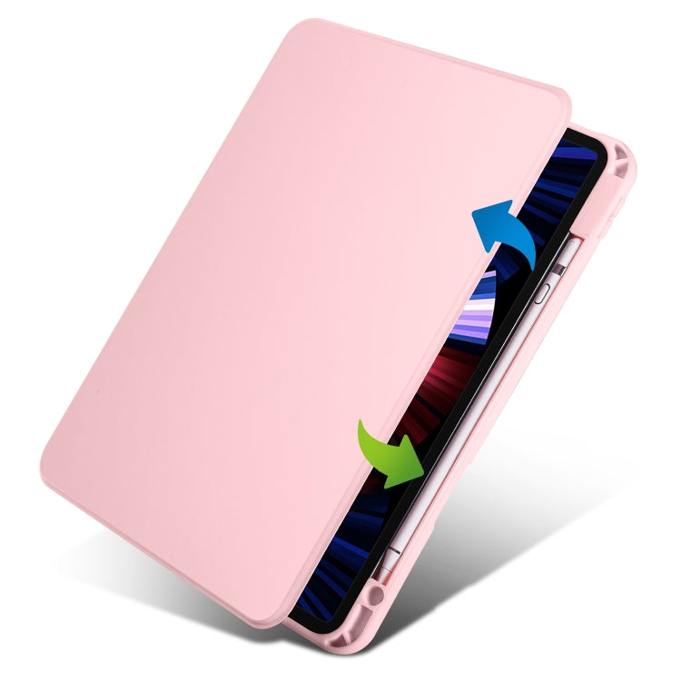 For iPad Pro 11 2024 Acrylic 360 Degree Rotation Holder Leather Tablet Case(Sand Pink) - iPad Pro 11 2024 Cases by buy2fix | Online Shopping UK | buy2fix