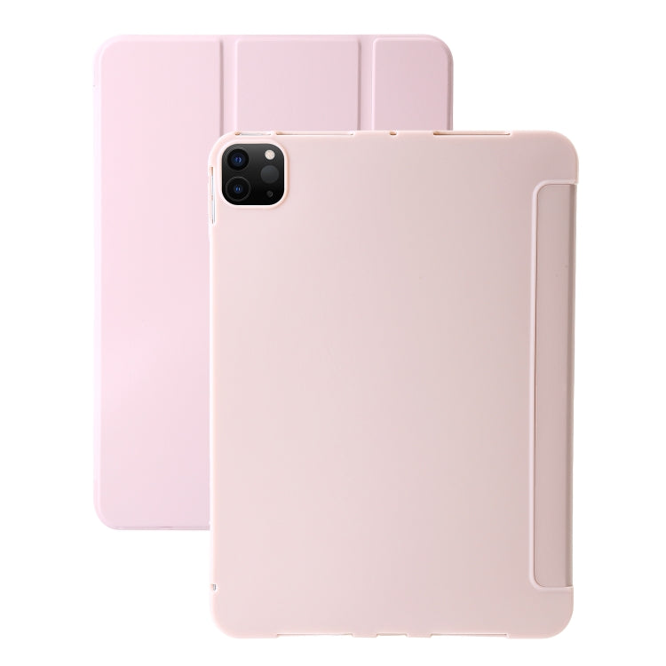 For iPad Pro 13 2024 Three-fold Holder Flip Tablet Leather Case(Light Pink) - iPad Pro 13 2024 Cases by buy2fix | Online Shopping UK | buy2fix