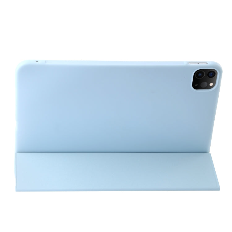 For iPad Pro 11 2024 Three-fold Holder Flip Tablet Leather Case(Sky Blue) - iPad Pro 11 2024 Cases by buy2fix | Online Shopping UK | buy2fix