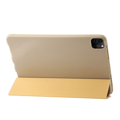 For iPad Pro 11 2024 Three-fold Holder Flip Tablet Leather Case(Gold) - iPad Pro 11 2024 Cases by buy2fix | Online Shopping UK | buy2fix