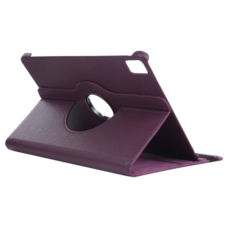 For iPad Pro 11 2024 360 Degree Rotation Litchi Texture Leather Tablet Case with Holder(Purple) - iPad Pro 11 2024 Cases by buy2fix | Online Shopping UK | buy2fix